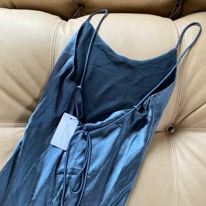 Satin Slip Dress - Slate Blue